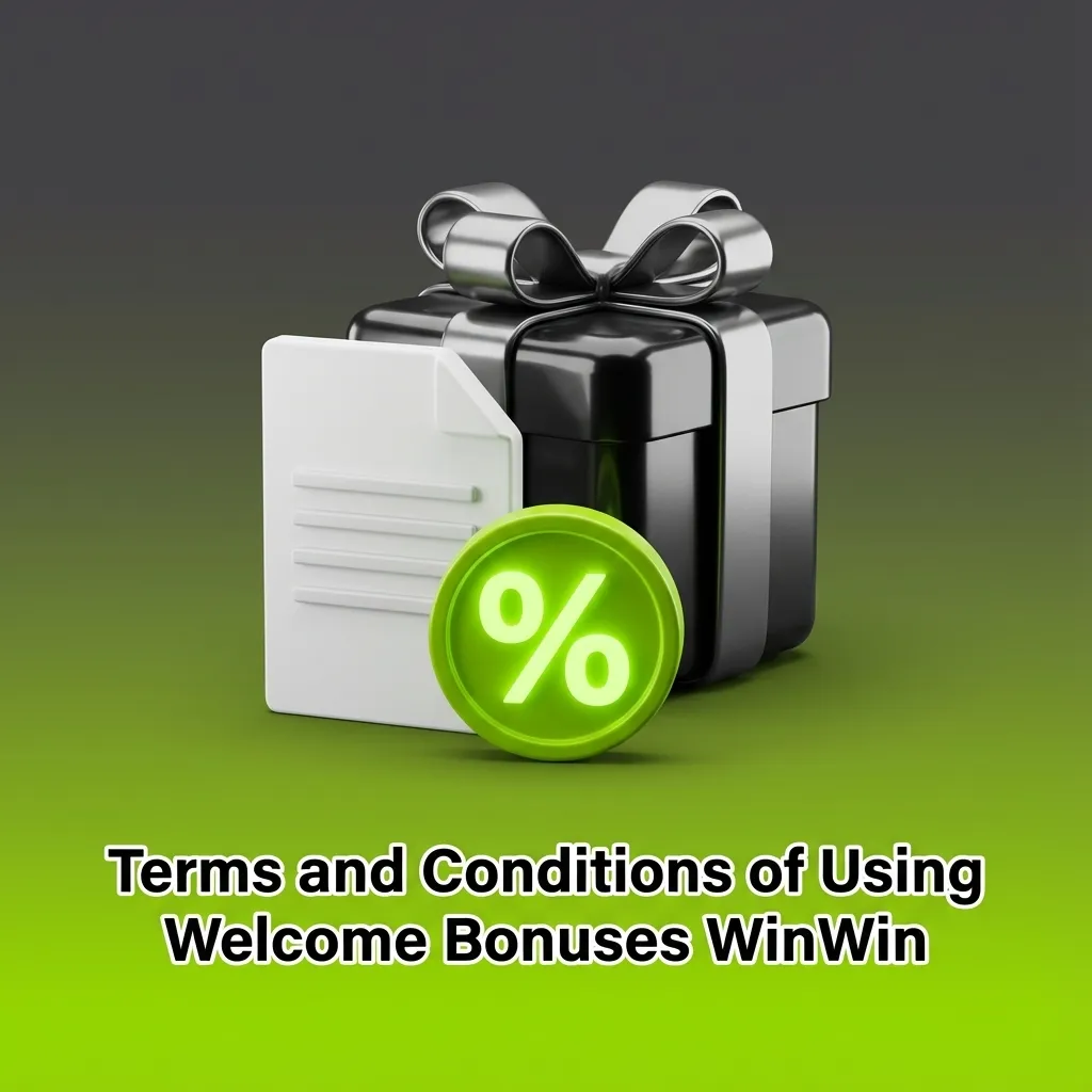 Illustrated checklist summarizing WinWin welcome bonus rules, wagering deadlines, limits, and anti-abuse conditions