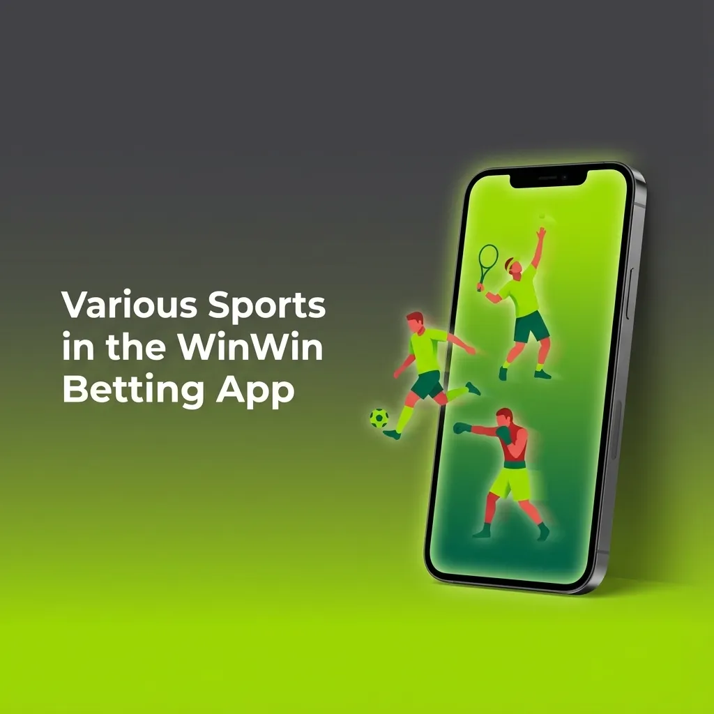 Smartphone screen showing WinWin betting app with icons for cricket, football, kabaddi, esports and other sports markets.