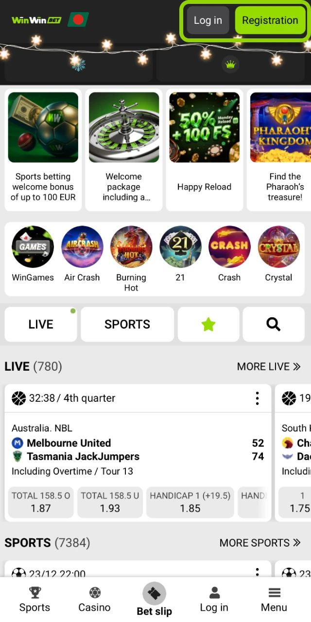 The WinWin app icon on an iPhone Home Screen and the initial login screen.