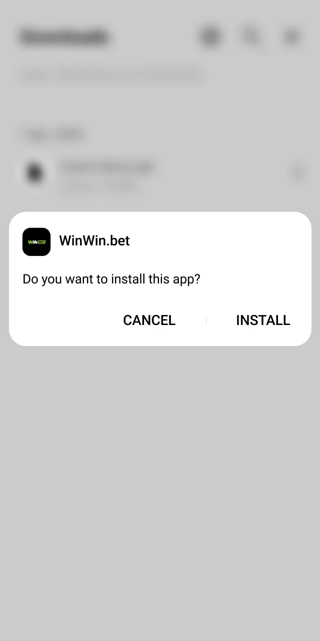 Android installation screen for the WinWin Bangladesh APK file.