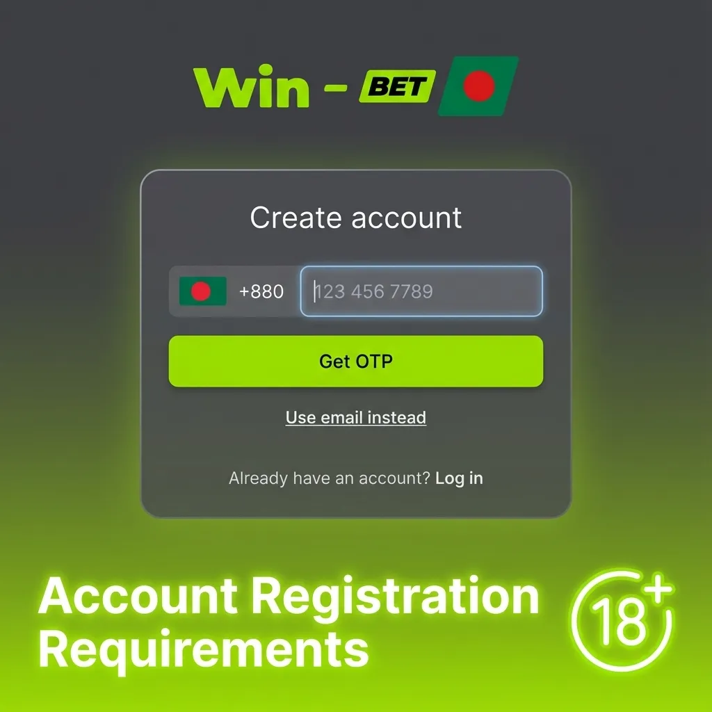 Illustrated checklist of WinWin account rules: age 18+, true data, one account, legal compliance, own payment methods.