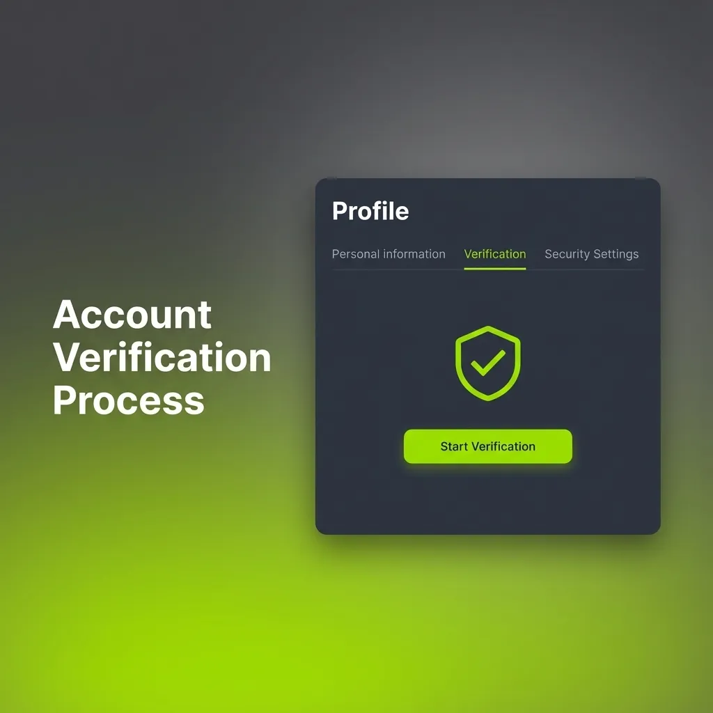 Illustrated checklist showing step-by-step online account verification with ID, address, and payment method documents