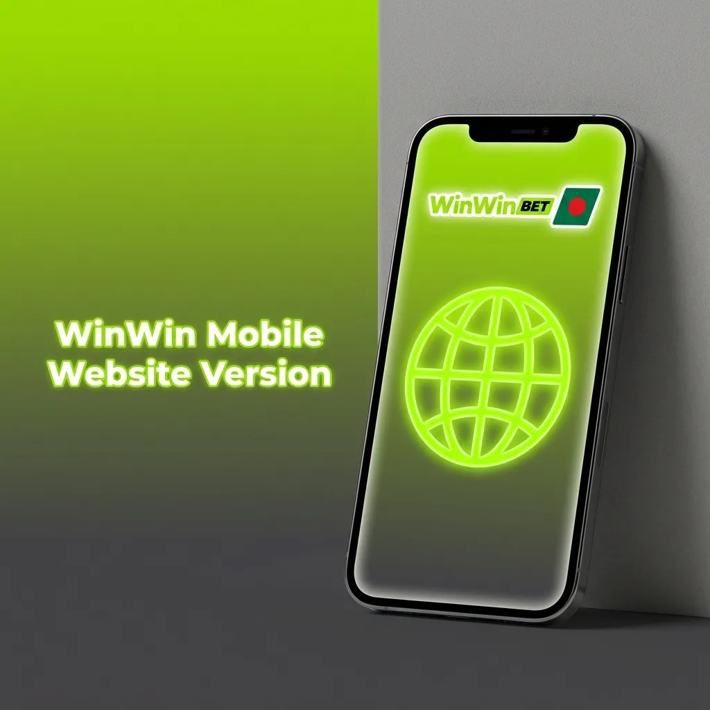 Smartphone showing WinWin mobile website with sports betting, live casino, slots, and account tools for Bangladeshi users
