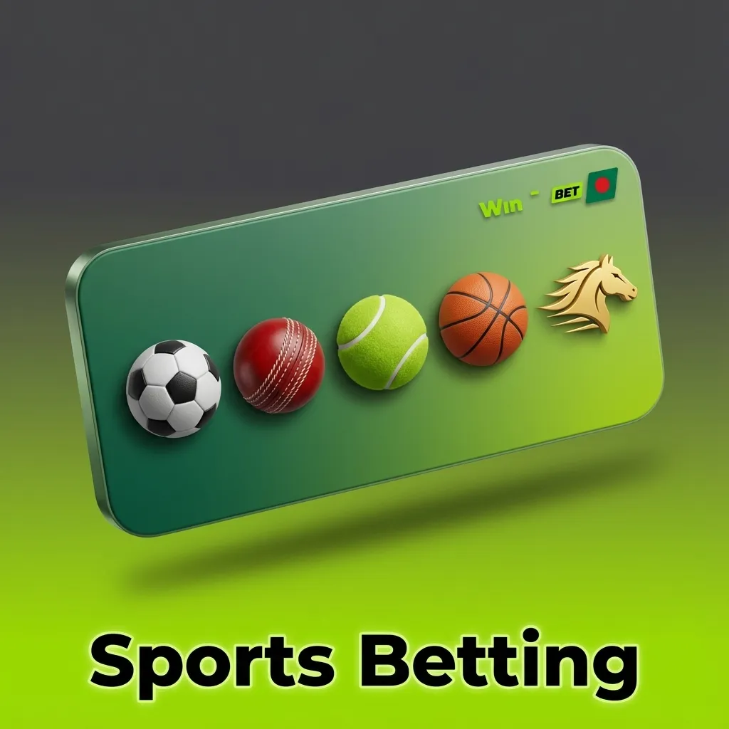Sports betting platform interface for Bangladesh users showing odds and icons for cricket, football, kabaddi, tennis, esports, and more